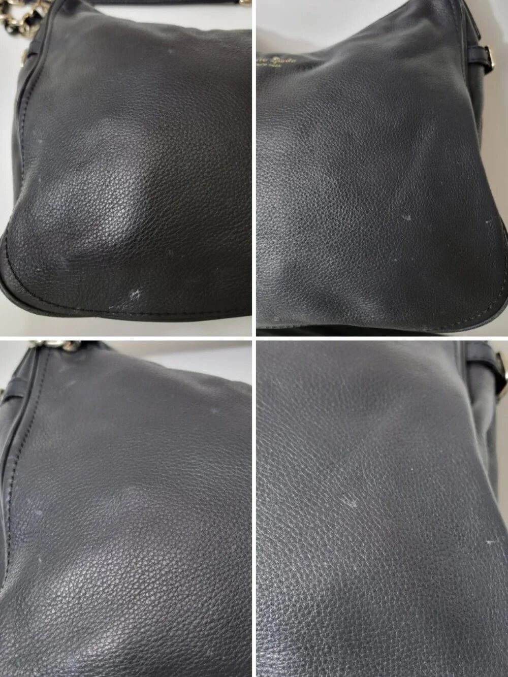 Kate Spade Cobble Hill Black Pebbled Leather Hobo Shoulder Bag Chain Strap